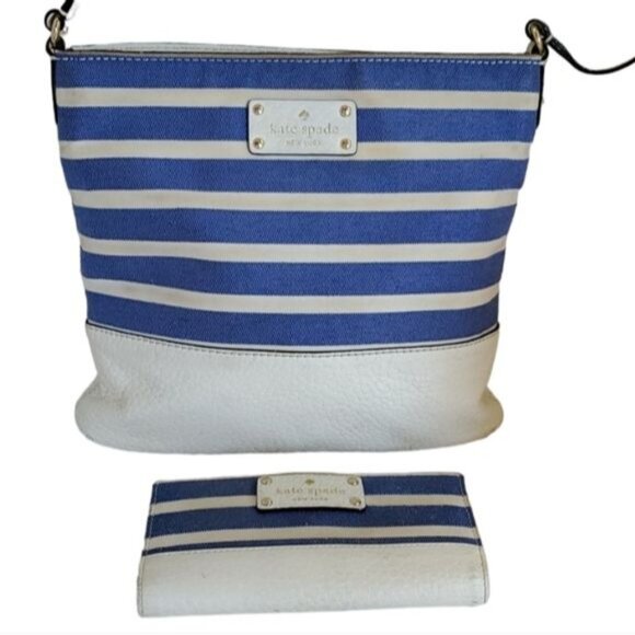 Kate Spade Southport Ave Shoulder Bag Cora Crossbody Blue White Stripe WOMAN'S - Picture 2 of 16
